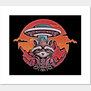 Alien Ufo Astronaut Raccoon Posters and Art